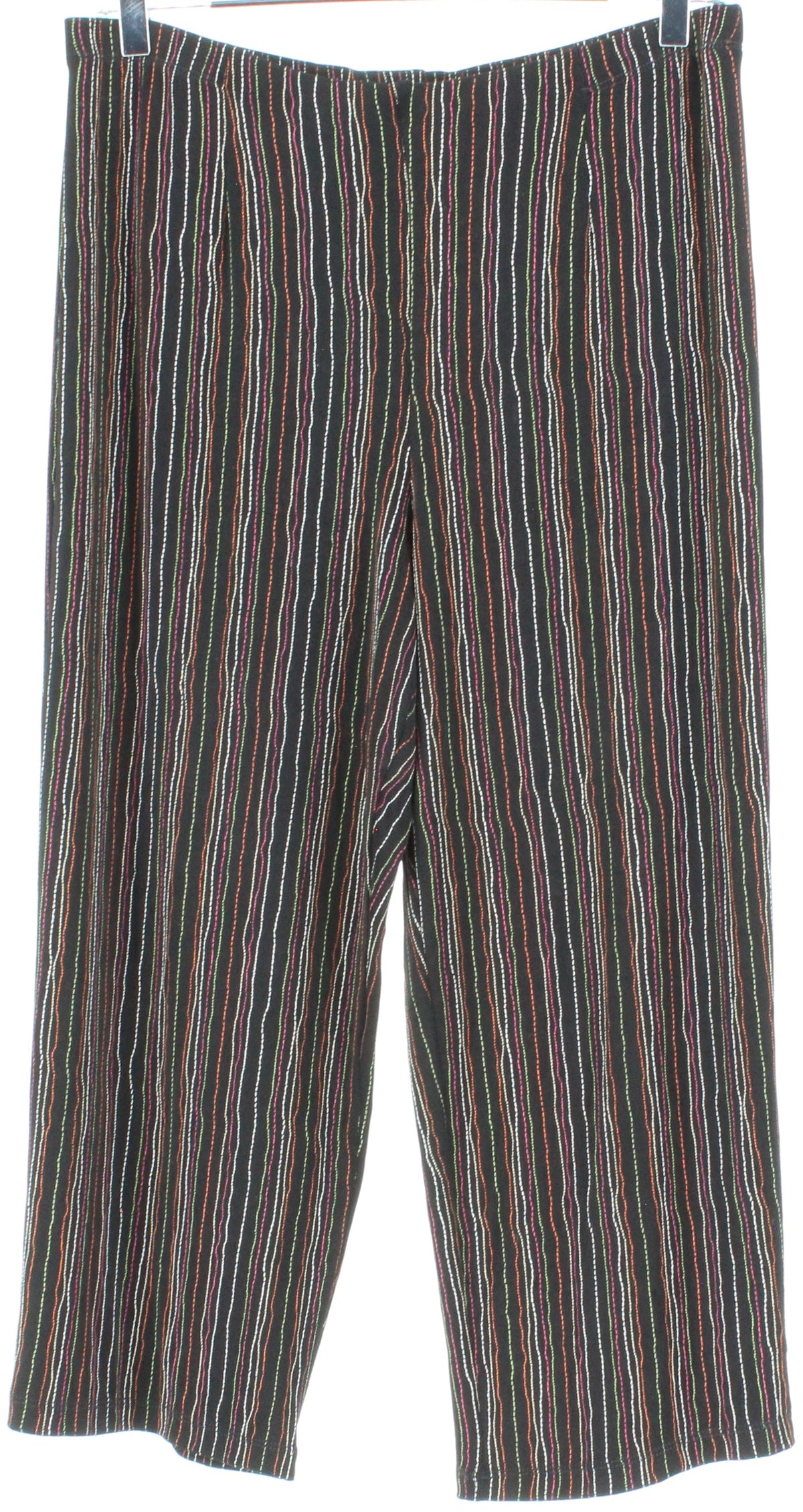 Coldwater Creek Petite Black With Multicolor Stripes Women's Stretch Pants