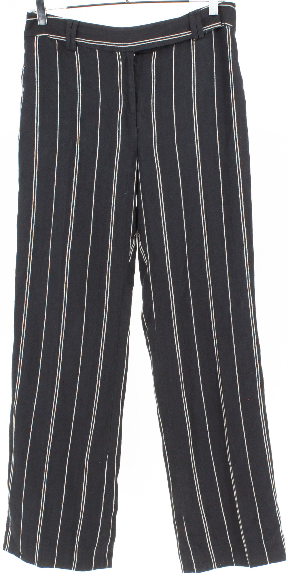 Style & Co. Black and White Striped Linen Straight Pants