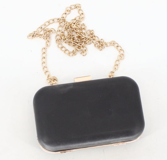 A New Day Black Clutch With Golden Chain