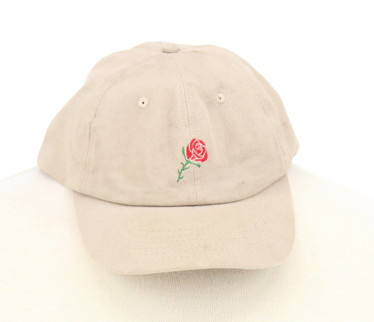 Empyre Beige Cap With Embroided Rose In Front