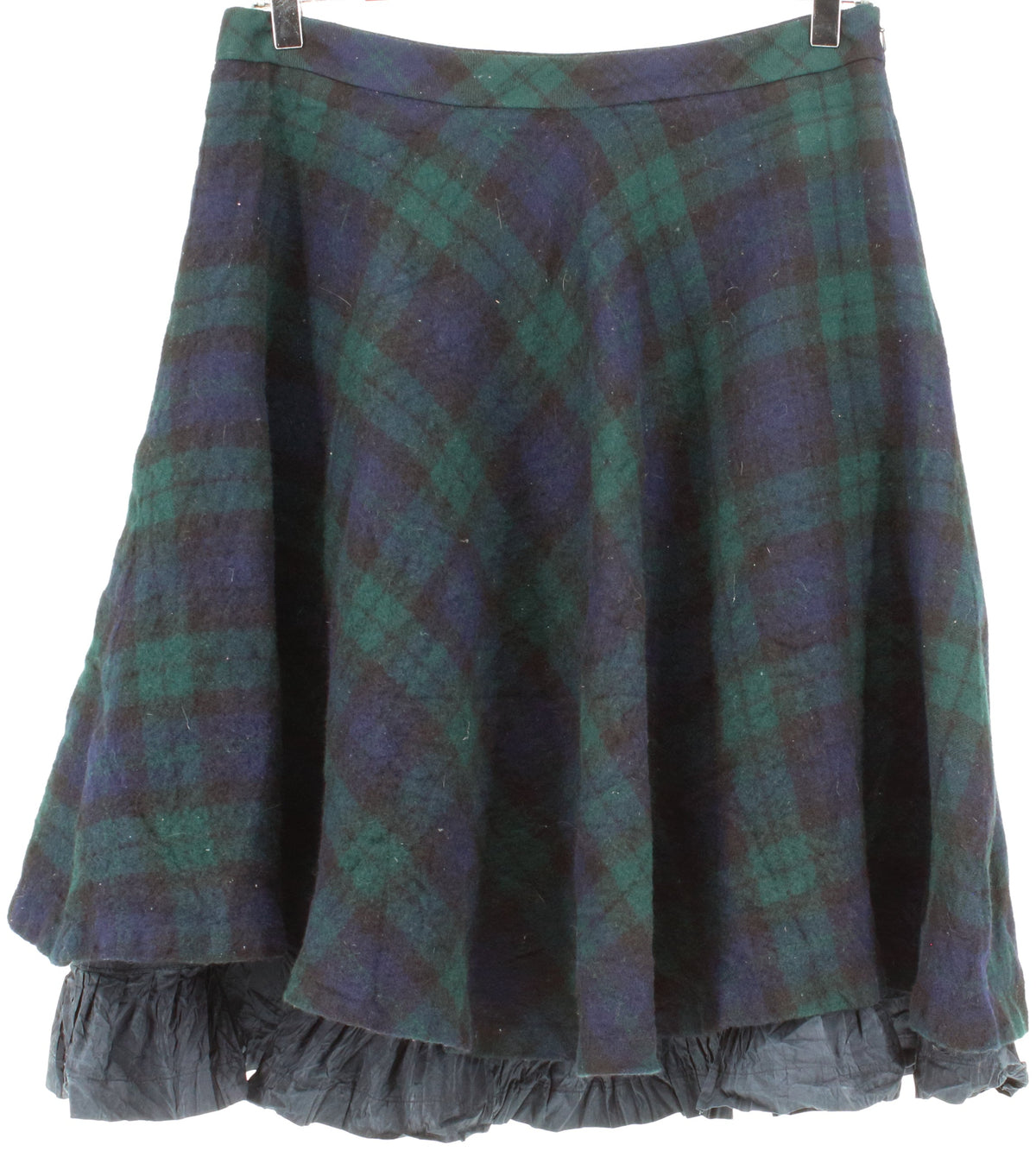 Brooks Brothers Navy Blue and Green Plaid Wool Skirt