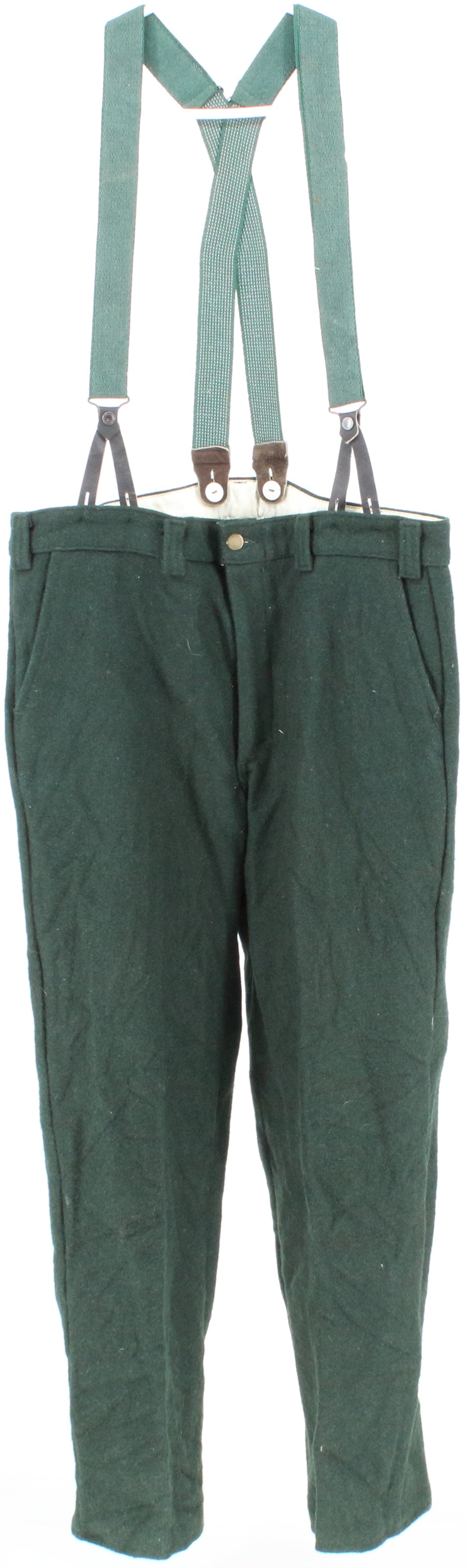 Codet Dark Green Wool Pants With Suspenders