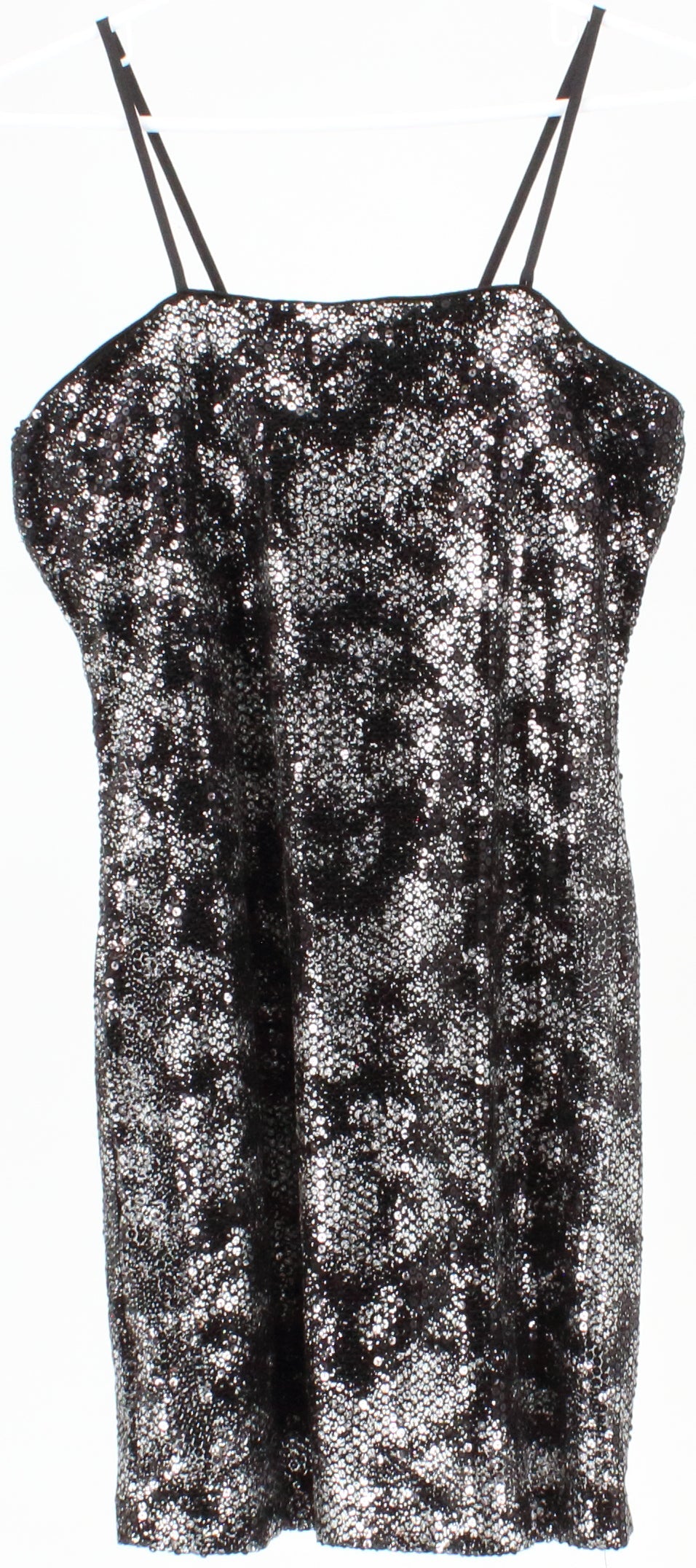 Ruby Rox Black and Silver Sequins Strap Short Dress