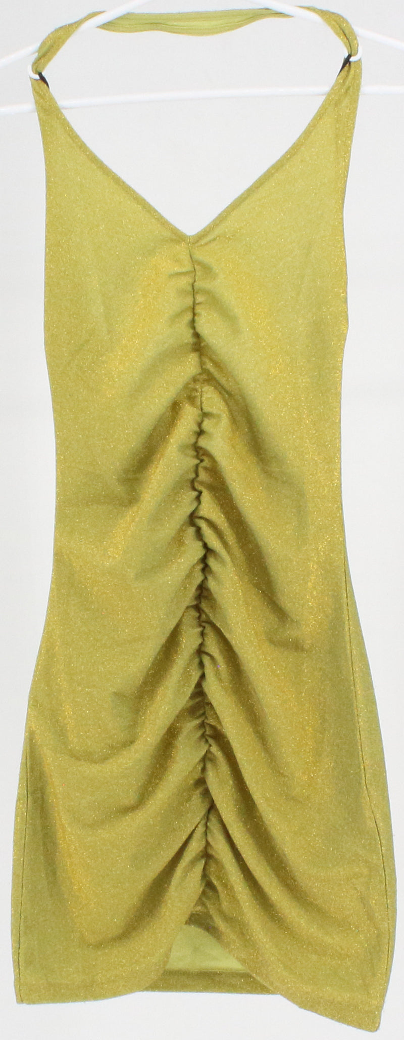 Lime Green Lurex Backless Mini Dress