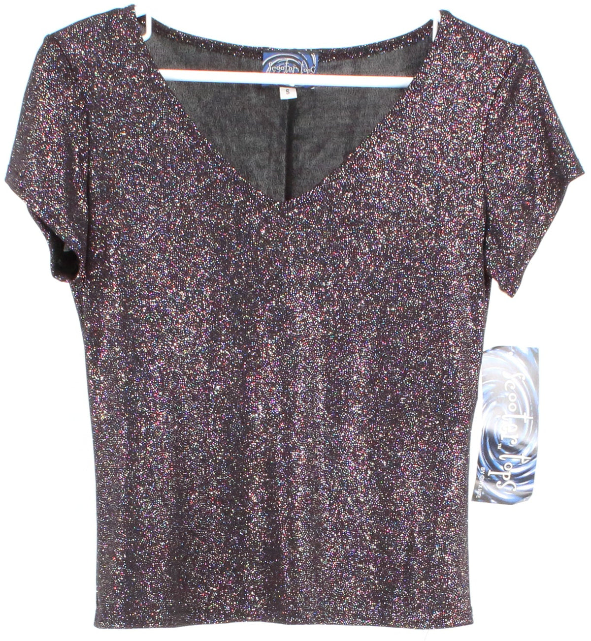 Scooter Tops Multicolor V Neck Shiny Top