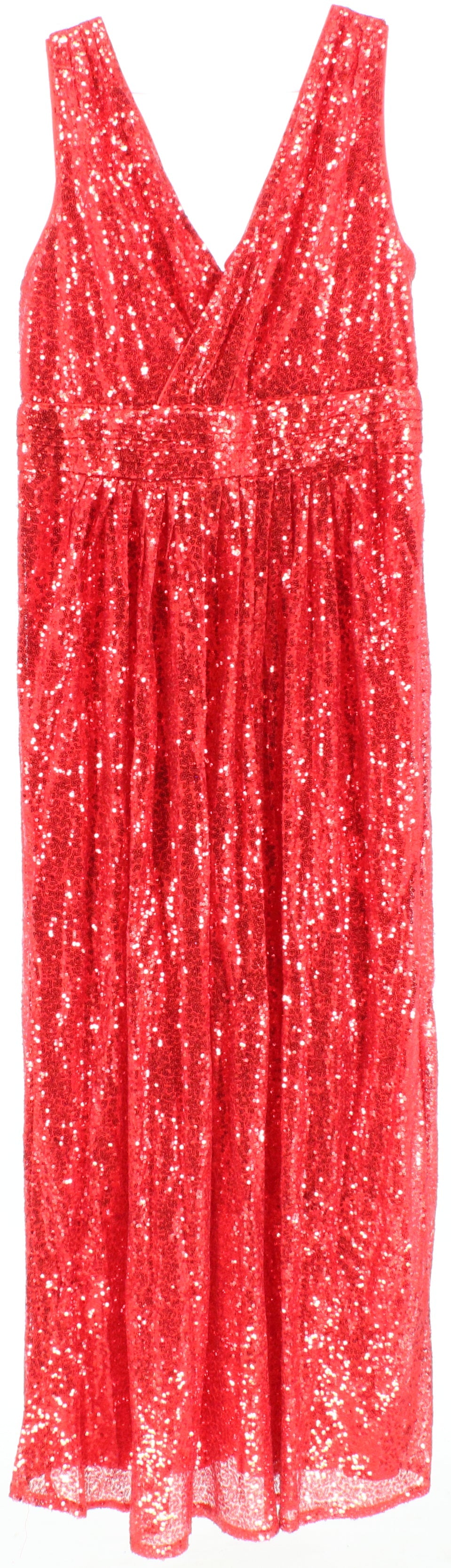 Kate Kasin Red Sequins Long Dress