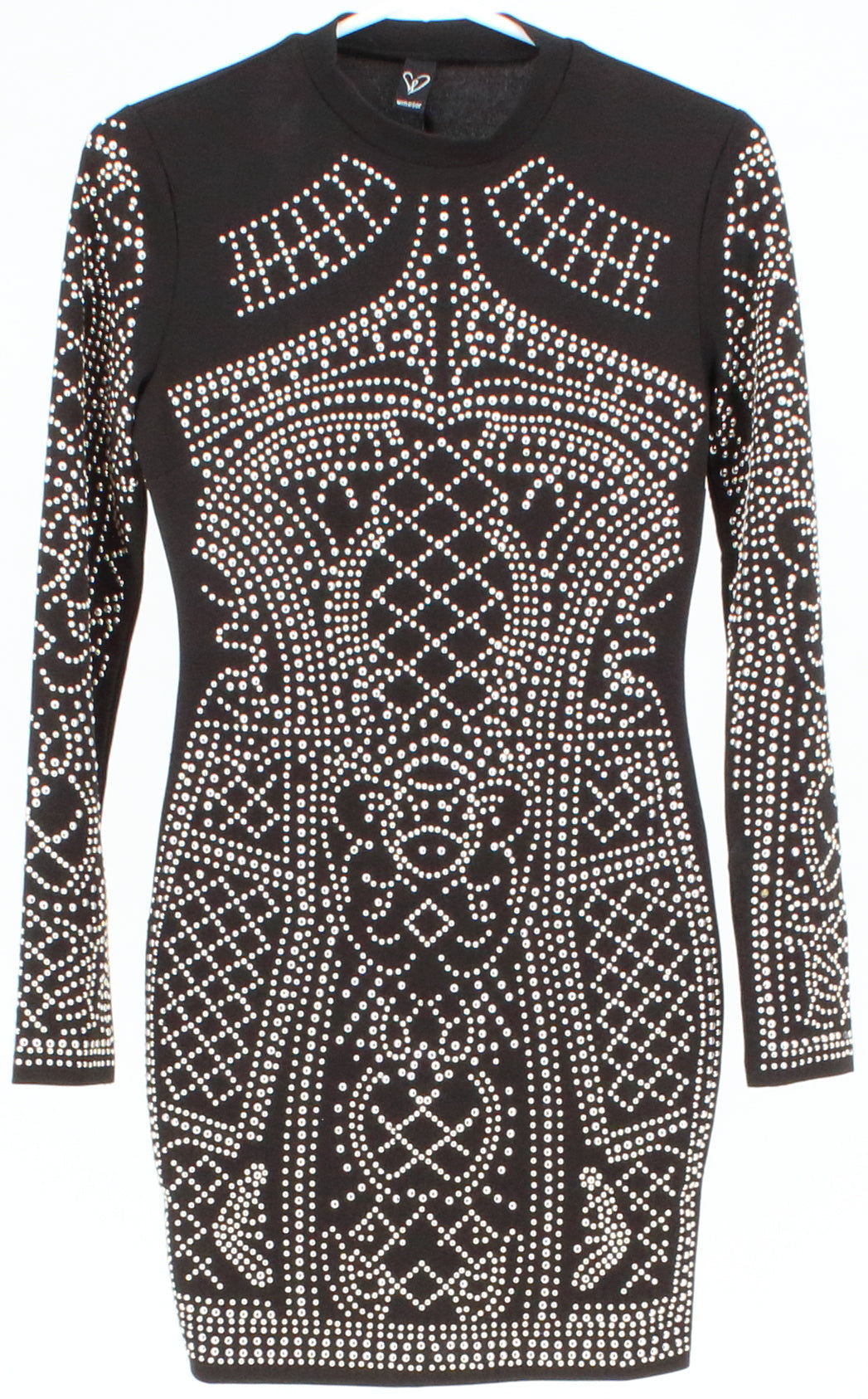 Windsor Black Long Sleeve Studded Short Dress