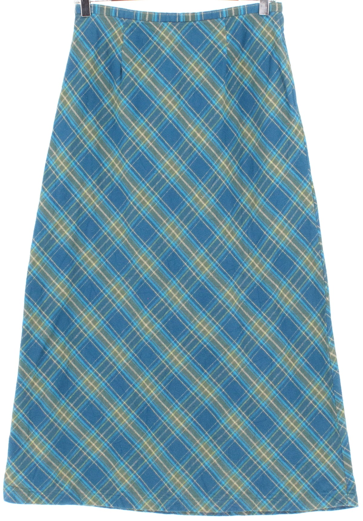 St John's Bay Blue and Green Plaid Long Skirt