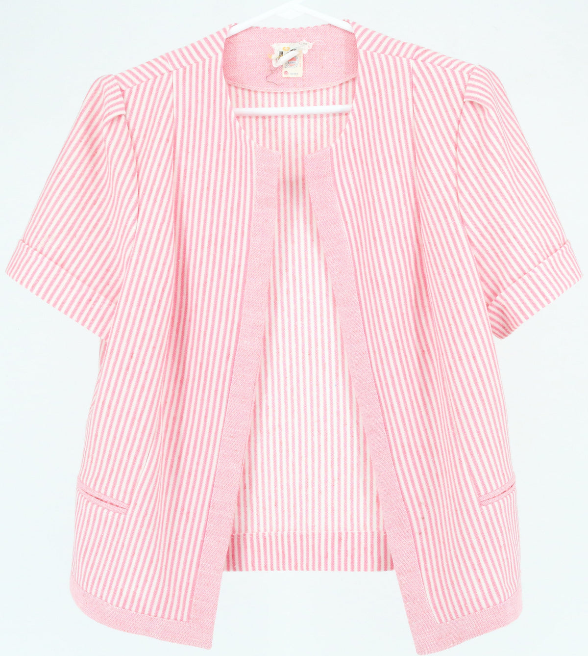 Marty Gutmacher Pink and White Striped Open Front Top
