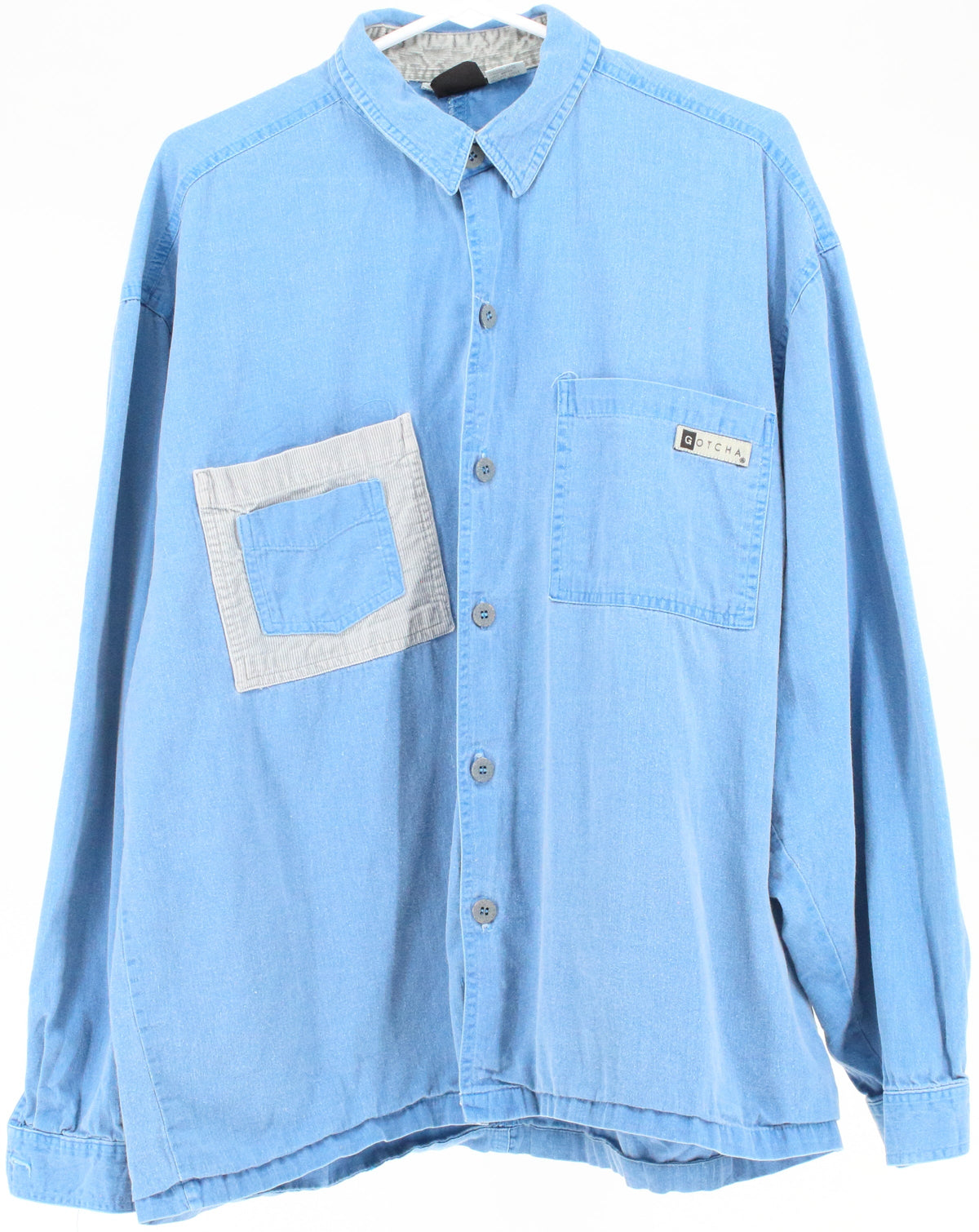 Gotcha Blue Wash Denim Double Pocket Shirt