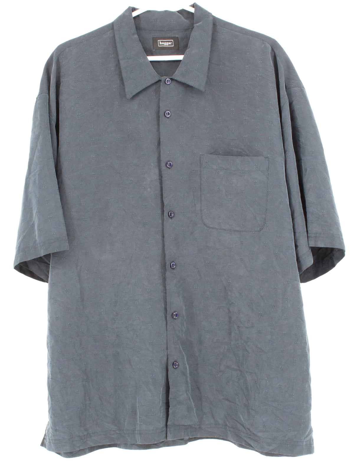 Haggar Dark Grey Self Embroidred Short Sleeve Shirt