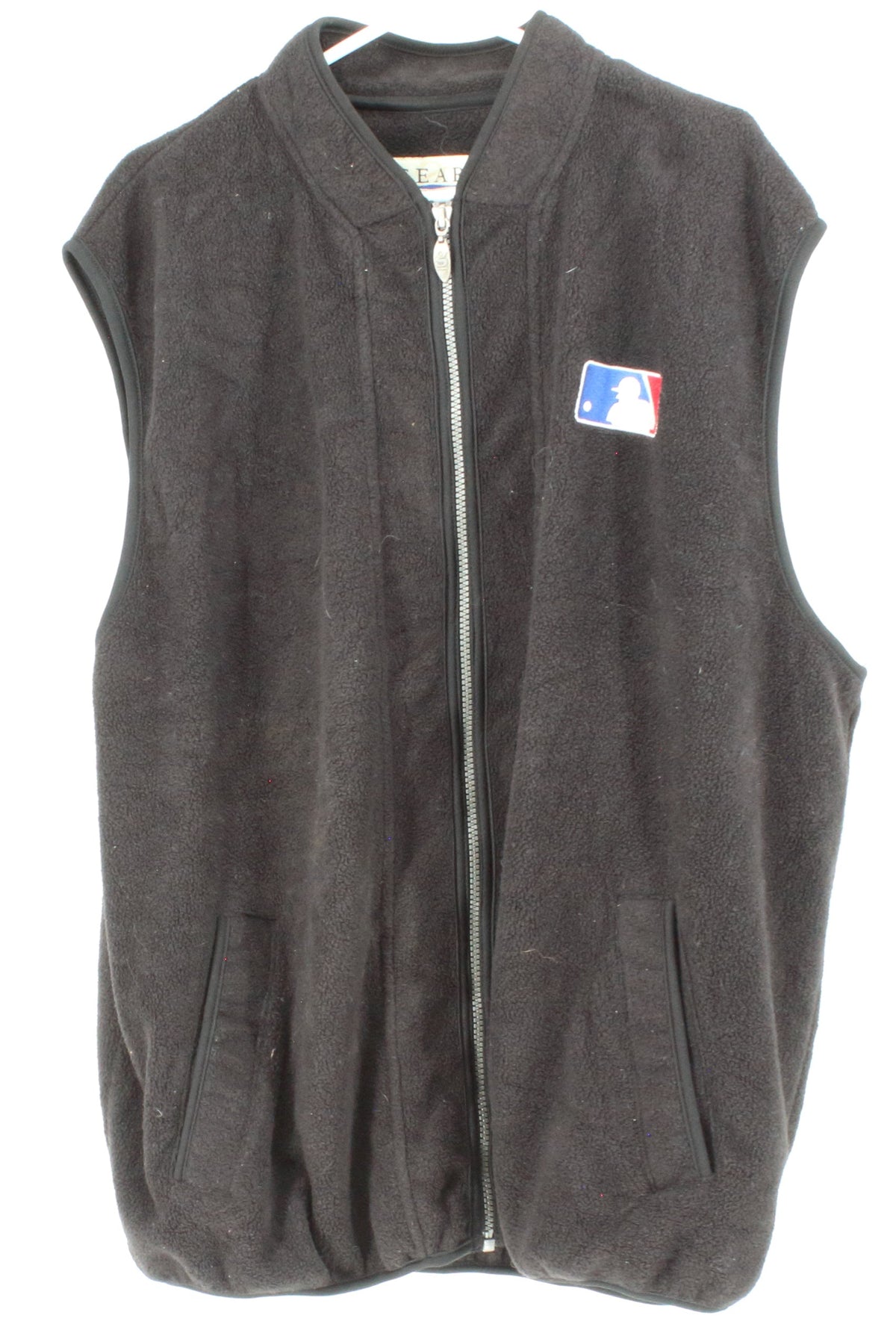 Gear For Sports Baseball Logo Fleece Sleeve Less Black Zip -Up Vest