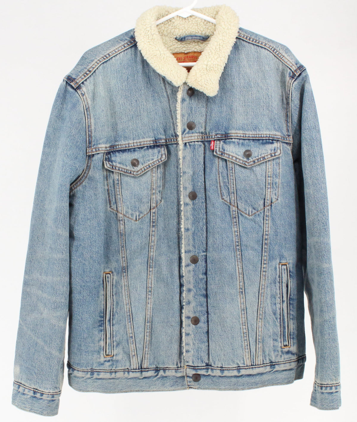 Levis Strauss & Co Button Up Blue Denim Jacket With Inside Wool