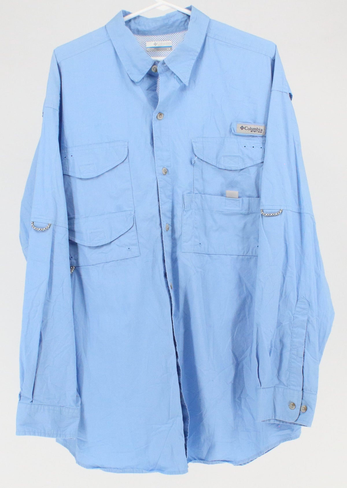 Columbia PFG Light Blue Cargo Long SleeveShirt