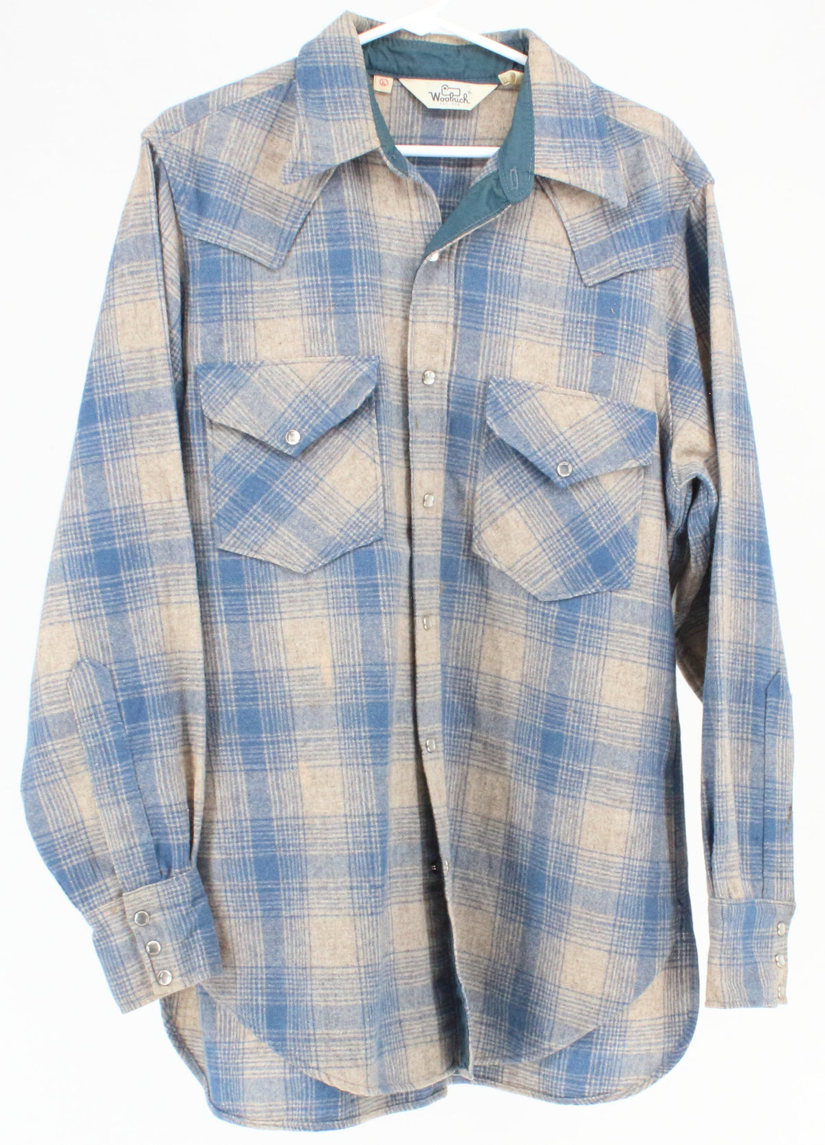 Woolrich Blue & Beige Plaid Flannel Shirt