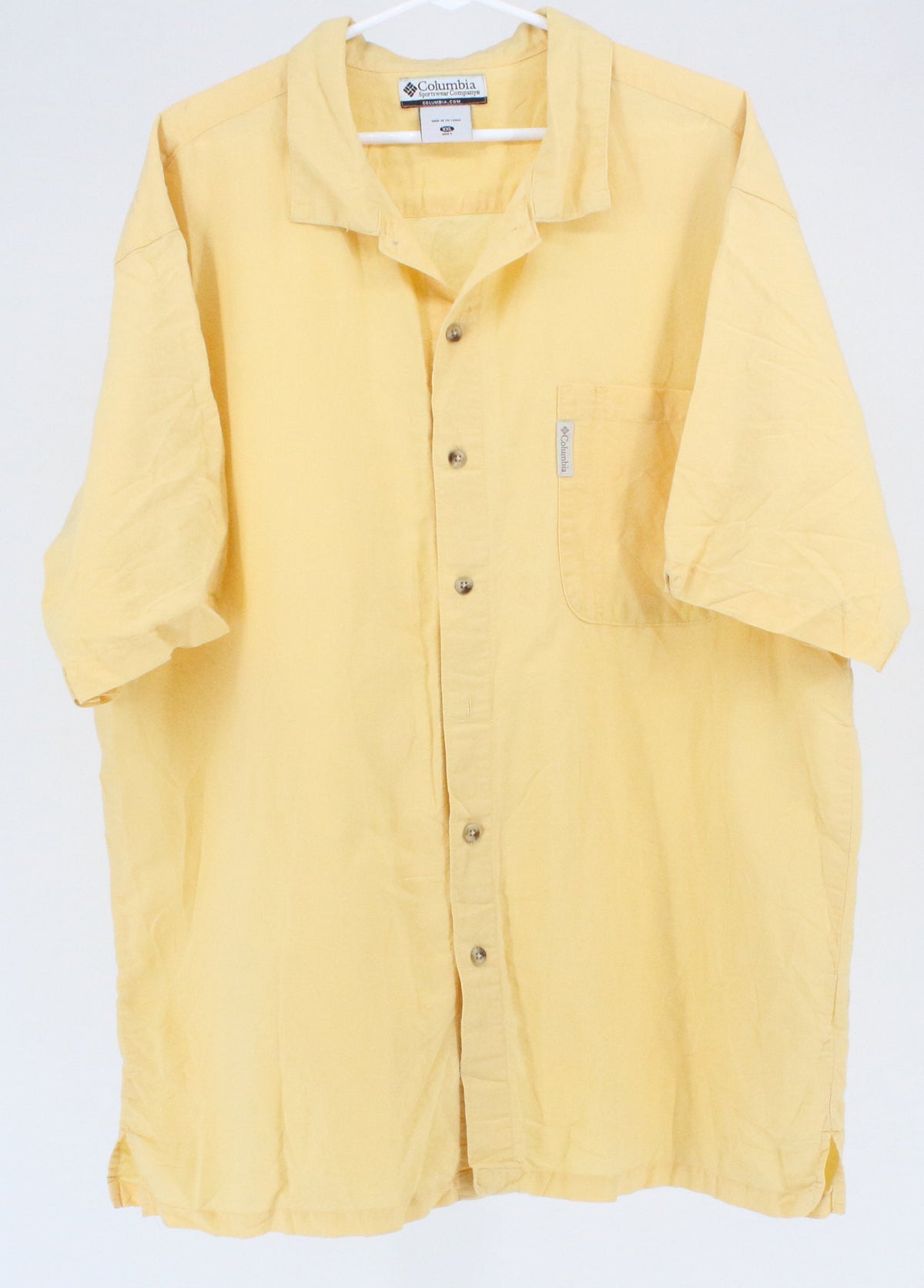 Columbia Yellow Side Pocket Short Sleeve Shirt