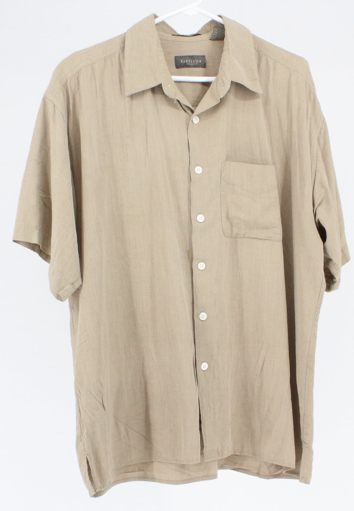 Van Heusen Khaki Washable Slik Short Sleeve Shirt