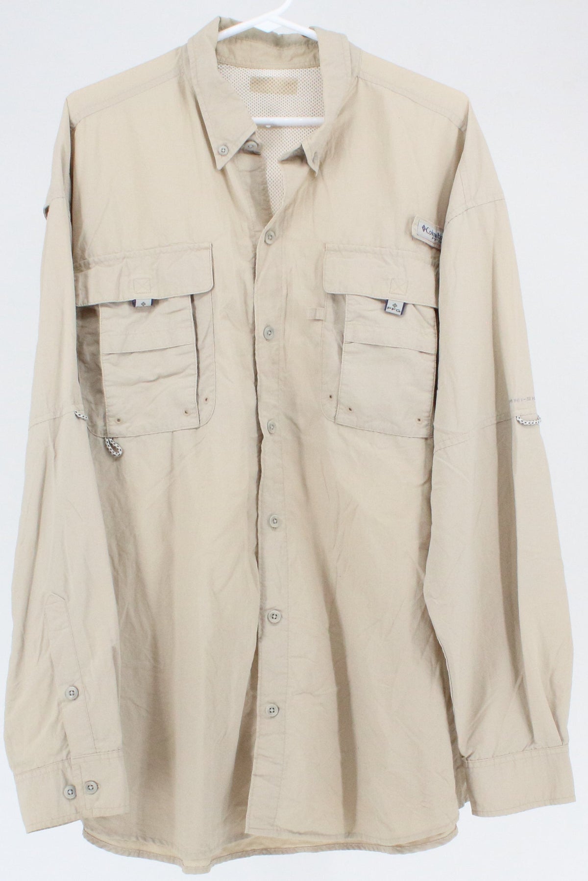 Columbia PFG Beige Cargo Shirt With Back Flap