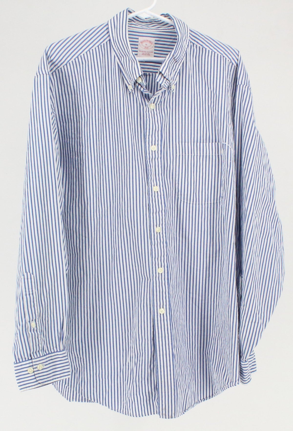 Brooks Brothers White & Blue Vertical Striped Shirt