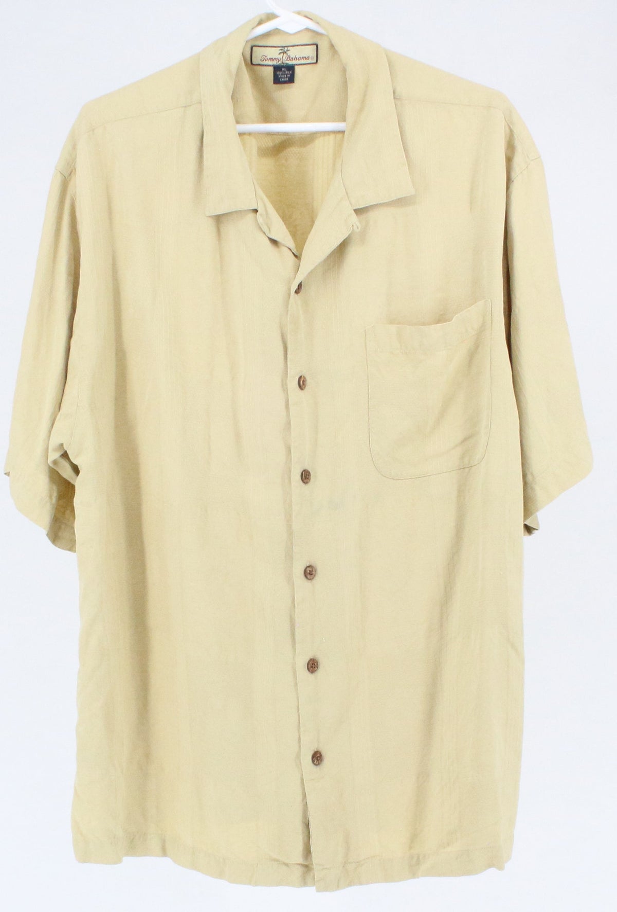 Tommy Bahama Beige Textured Silk Half Sleeve Shirt