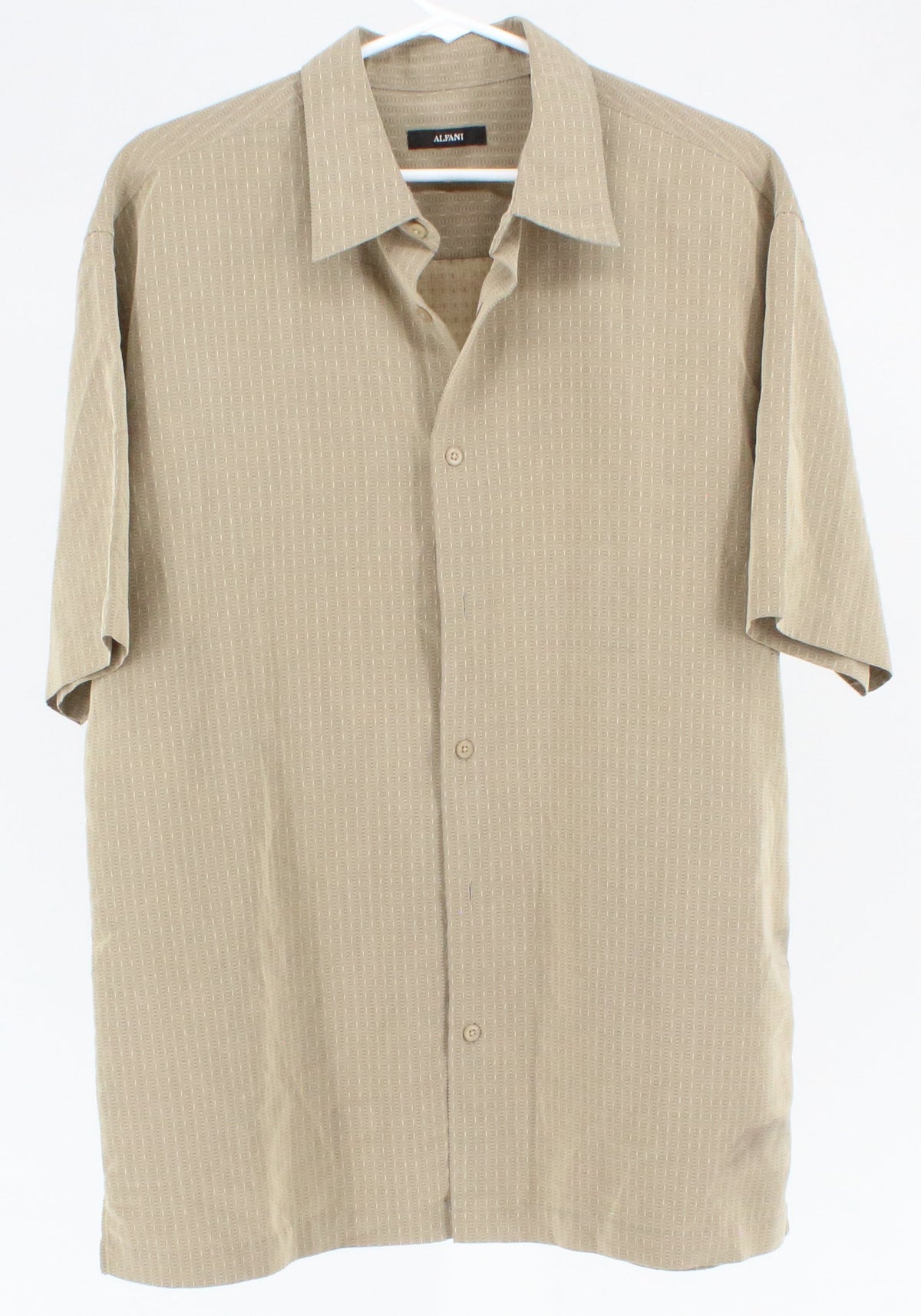 Alfani Beige Printed Short Sleeve Shirt