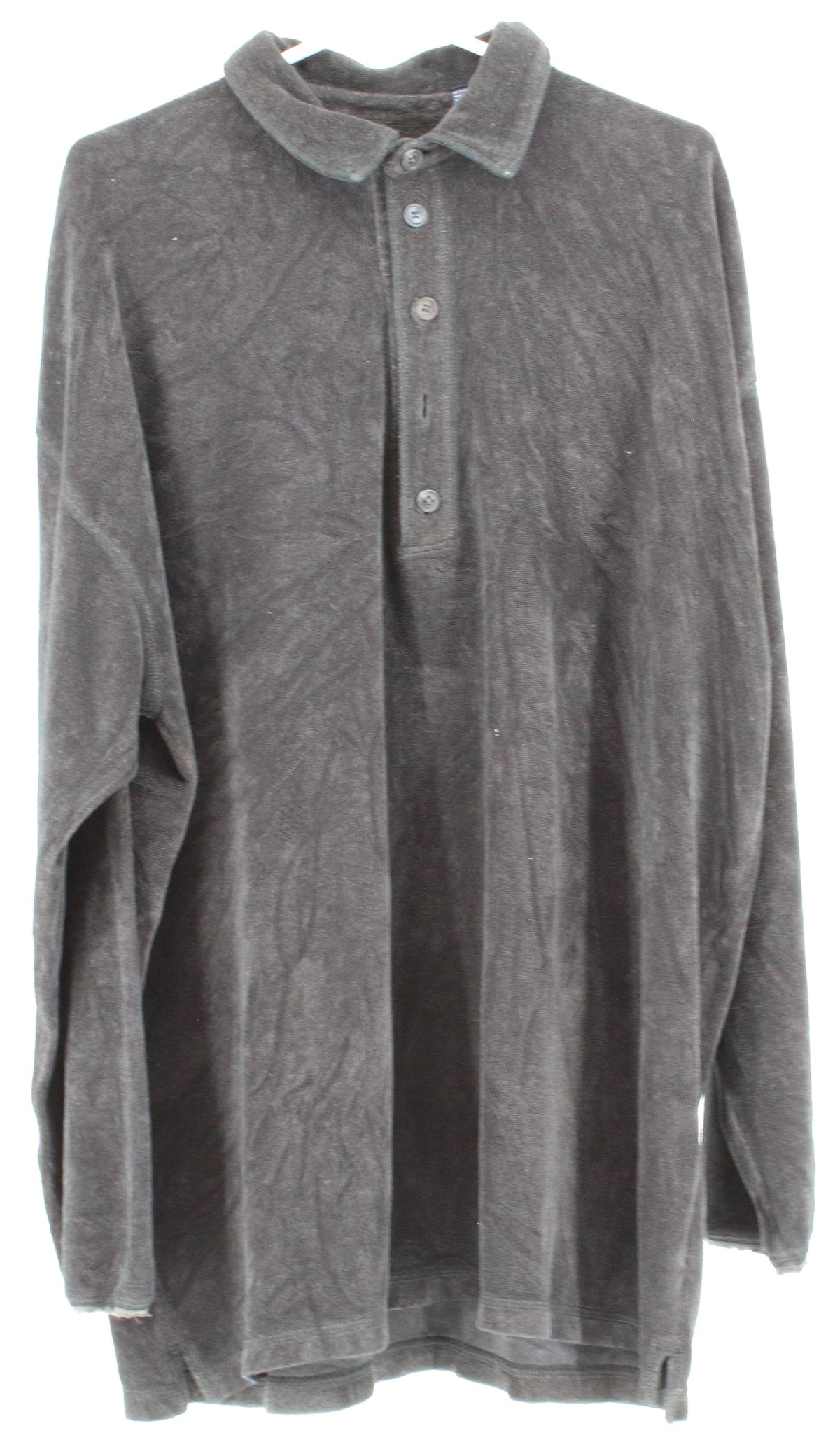 St. Durand Black Terry Cloth Buttoned & Collared Sweatshirt