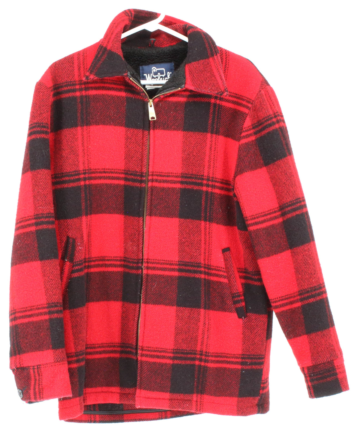 Woolrich Red & Black Plaid Sherpa Lining Flannel Jacket