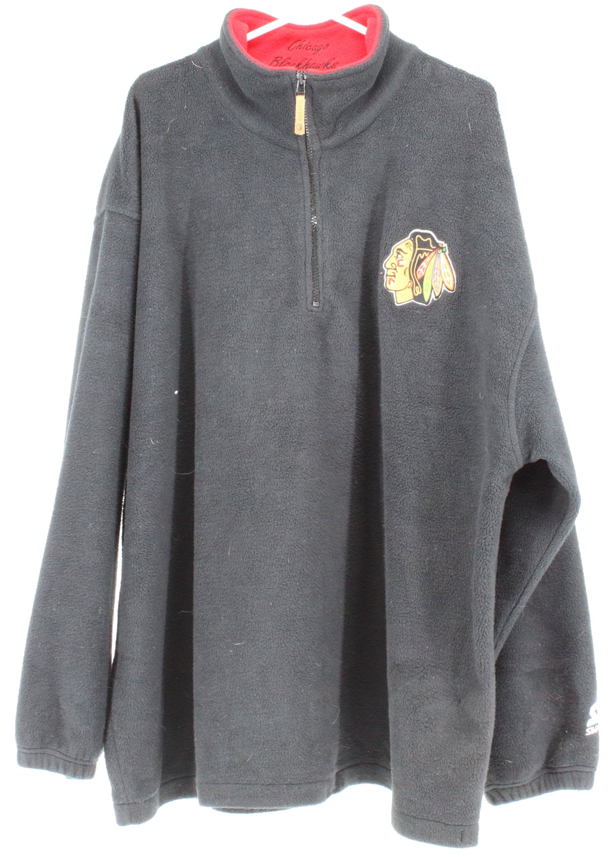 Starter Black High Neck Chicago Blackhawks Zip-Up Fleece Sweatshirt