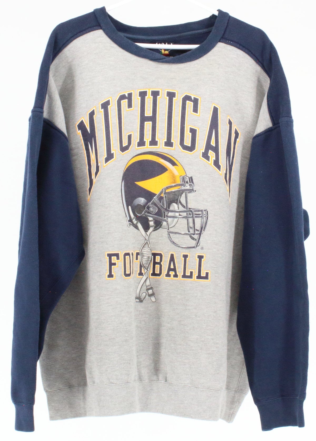 Galt Crew Grey & Blue Michigan Football Front Graphic Sweatshirt