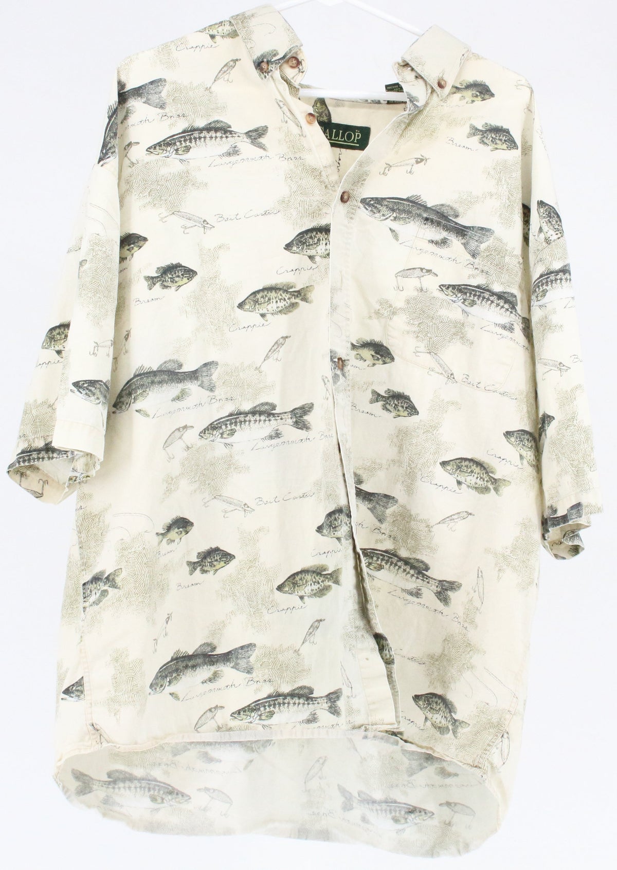 Gallop Beige Fish Print Short Sleeve Shirt
