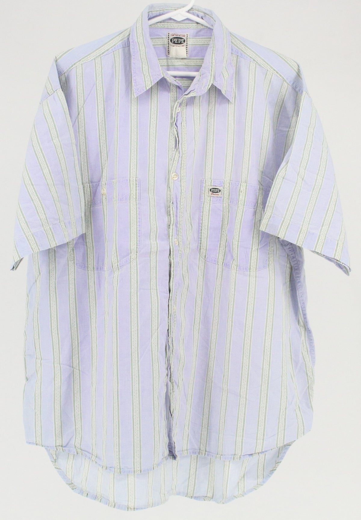 Pepe Lavendar Vertical Stripe Printed Short Sleeve Shirt