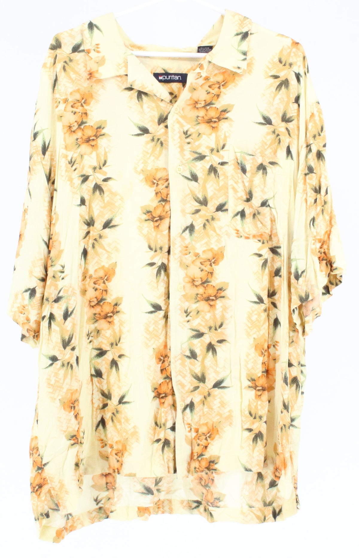 Puritan Yellow Floral Print Short Sleeve Shirt