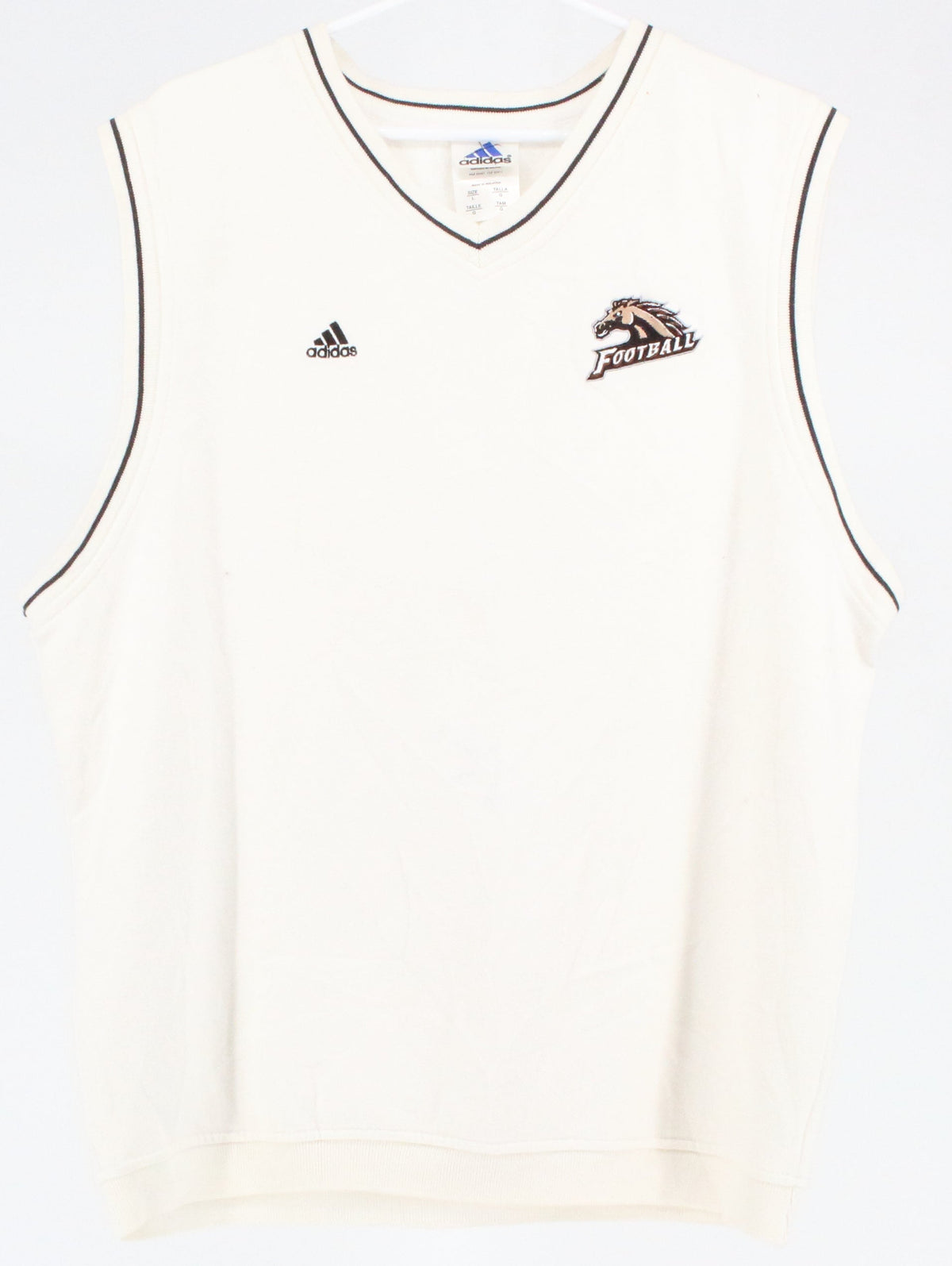 Adidas White Stallions Front Embroidered V-Neck Sleeveless Top
