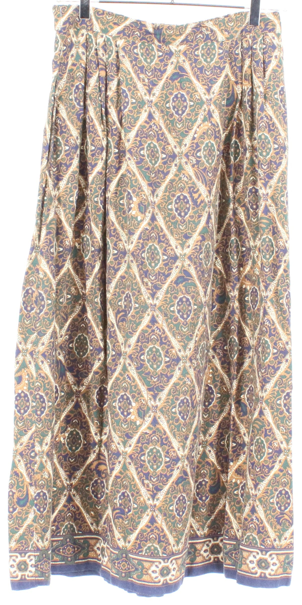 Portraits By Northern Isles Brown Paisley Print Mid Skirt