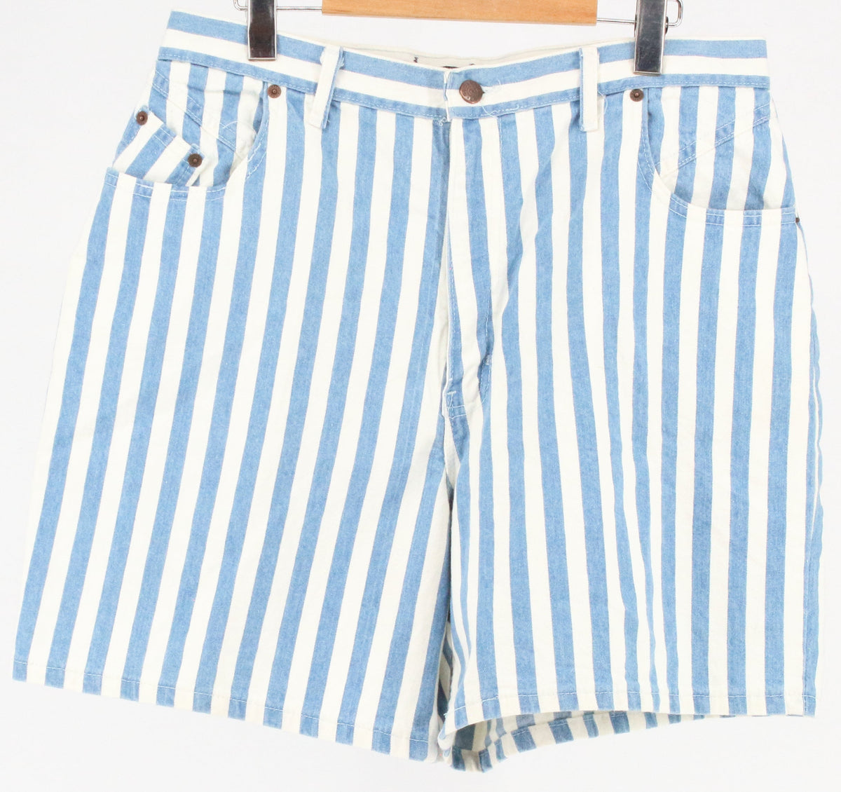 Faded Glory White & Blue Vertical Stripe Shorts