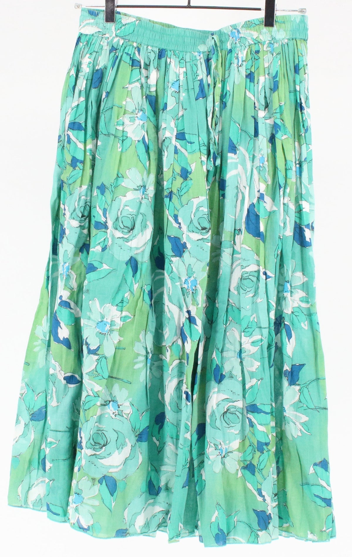 Blair Green Floral Print Pleated Mid Skirt With Front Tie