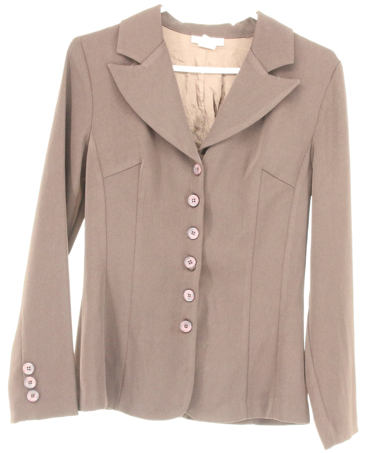 Steps Brown Pleated Button Up Blazer Blouse