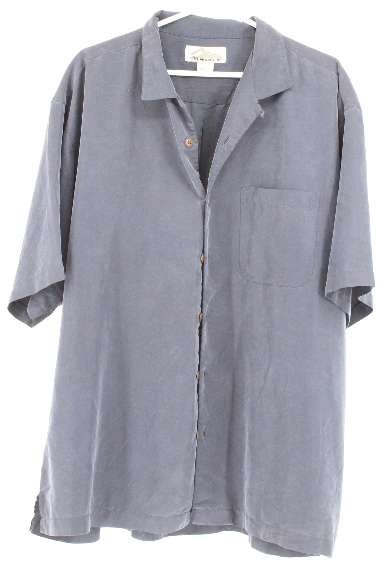 Tri-Mountain Navy Blue Button-Up Short Sleeve Shirt
