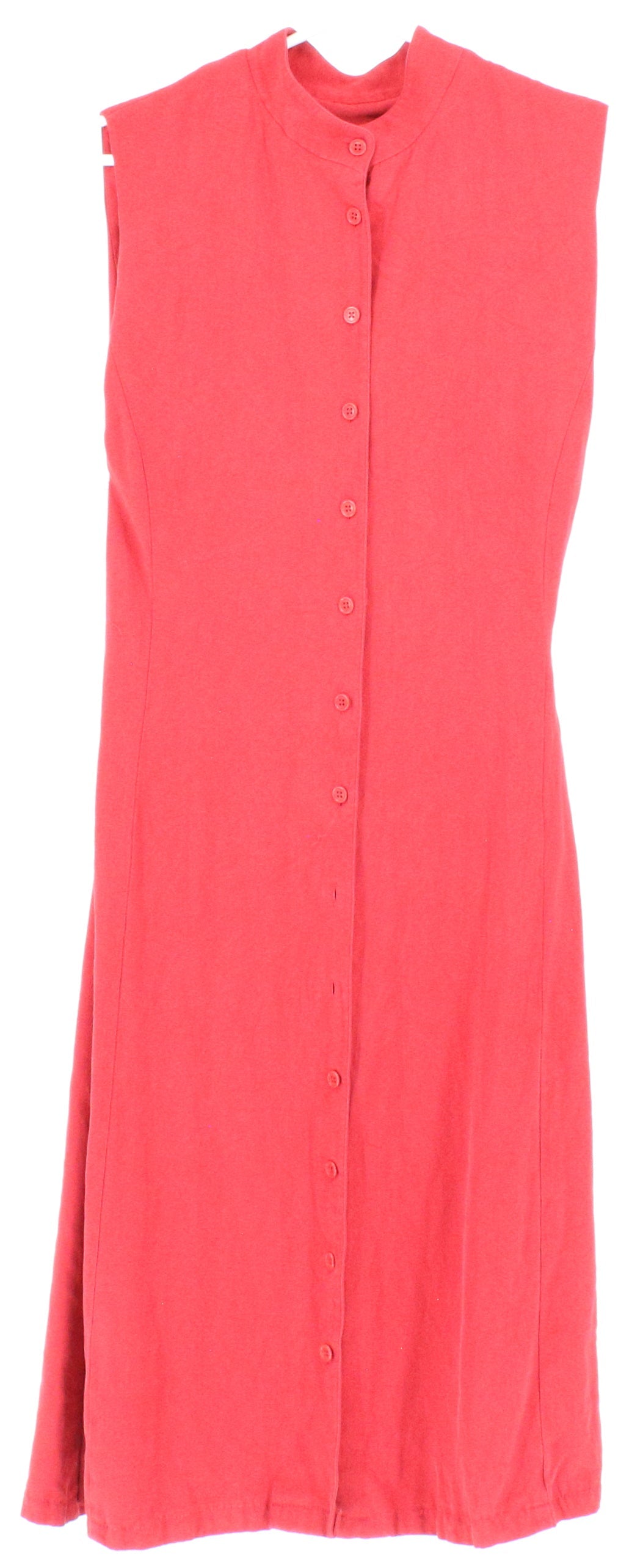 Ralph Lauren Red Button-Up Mock Neck Mid Dress