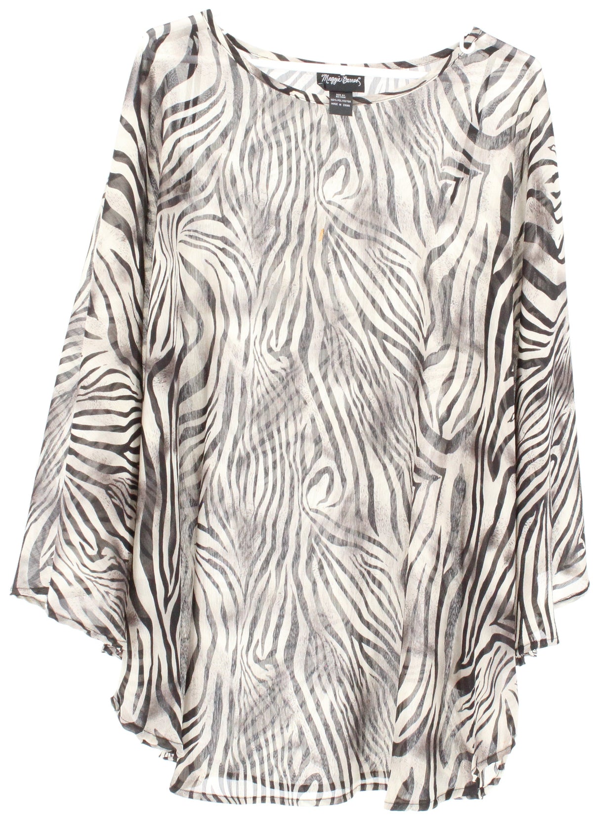 Maggie Barnes Black & White Zebra Print  Sheer Kaftan Top