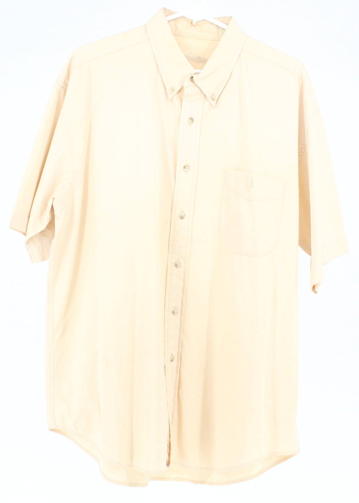 St John's Bay Beige Button-Up Short Sleeve Shirt