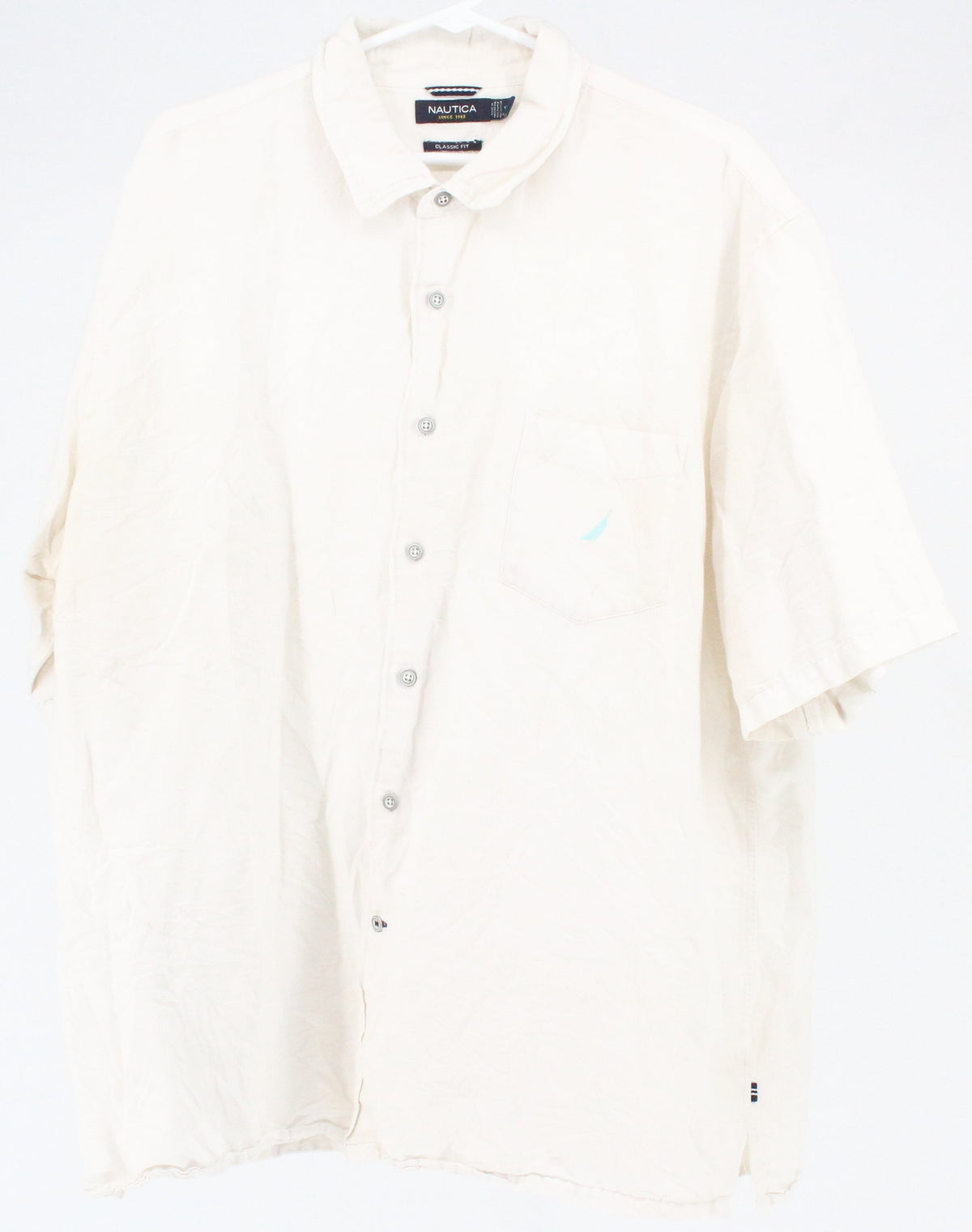 Nautica Classic Fit White Button-Up Short Sleeve Shirt