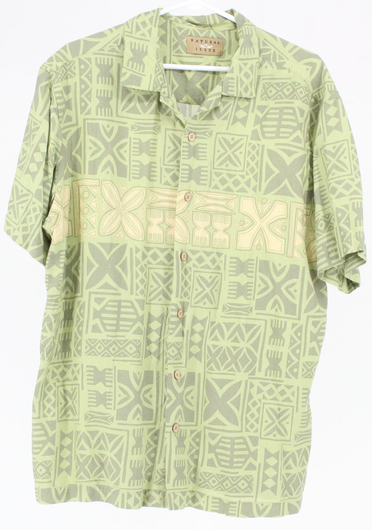 Natural Issue Green Printed Button-Up Short Sleeve Shirt
