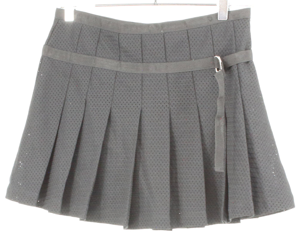 UO Black Pleated & Belted Tennis Skirt