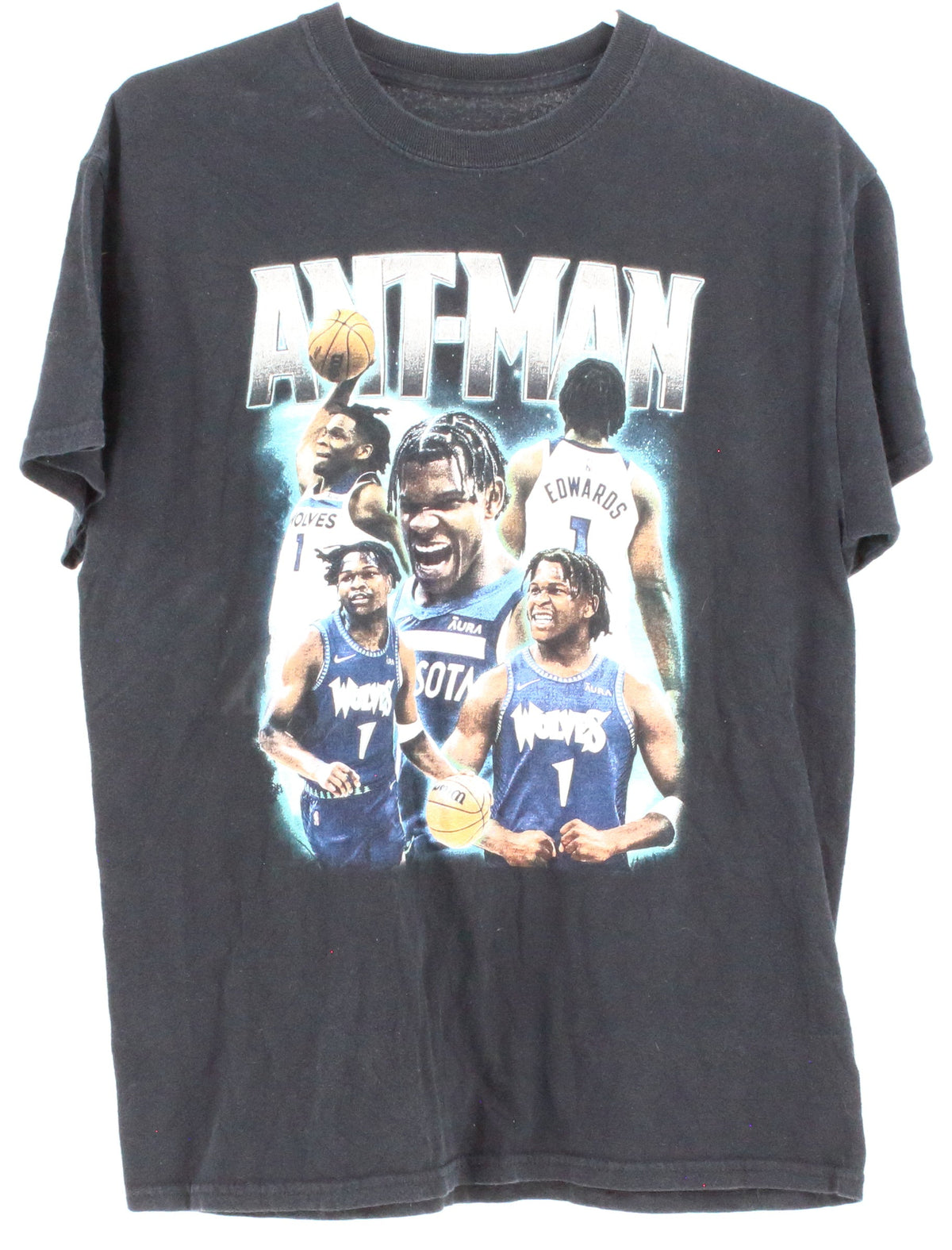 Black Anthony Edwards" Ant-Man Front Graphic Basketball T-Shirt