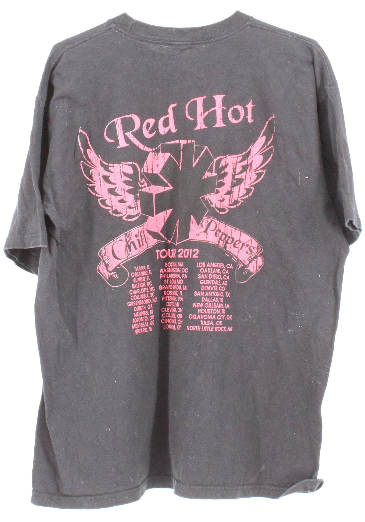 Red Hot Cili Peppers Brack Front Rhcp Flies Graphic & Back 2012 Tour Band T-Shirt