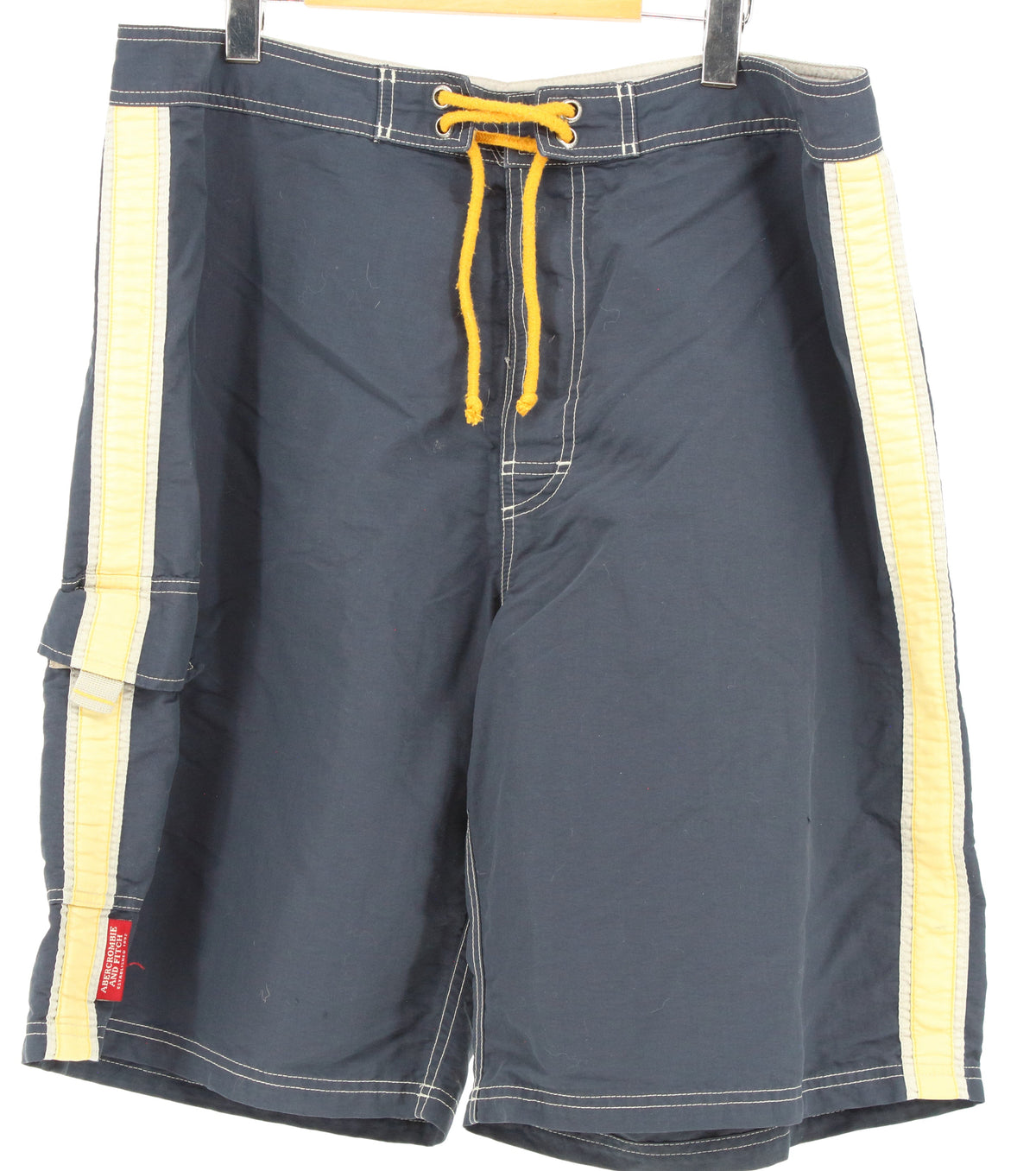 Abercrombie Navy Side Line Nylon Shorts 36"