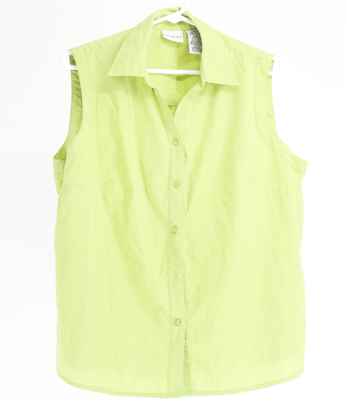 Whitestag Green Button Up Collared Sleeveless Top