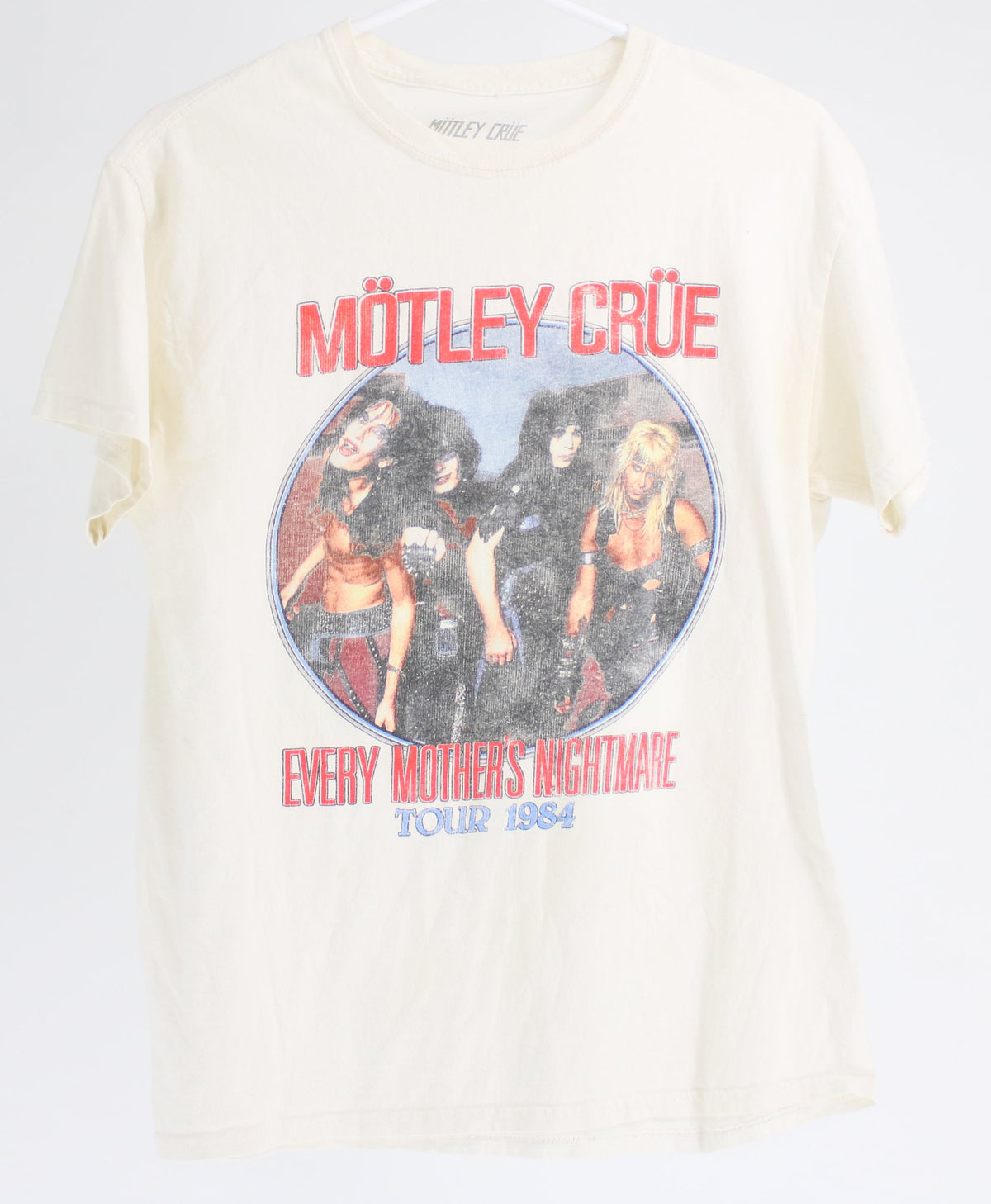 Motley Crue White Every Mother's Nightmare Tour Front Graphic T-Shirt
