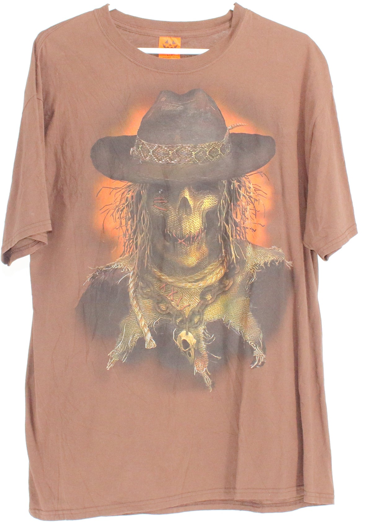 Happy Halloween Brown Scarecrow Front Graphic T-Shirt
